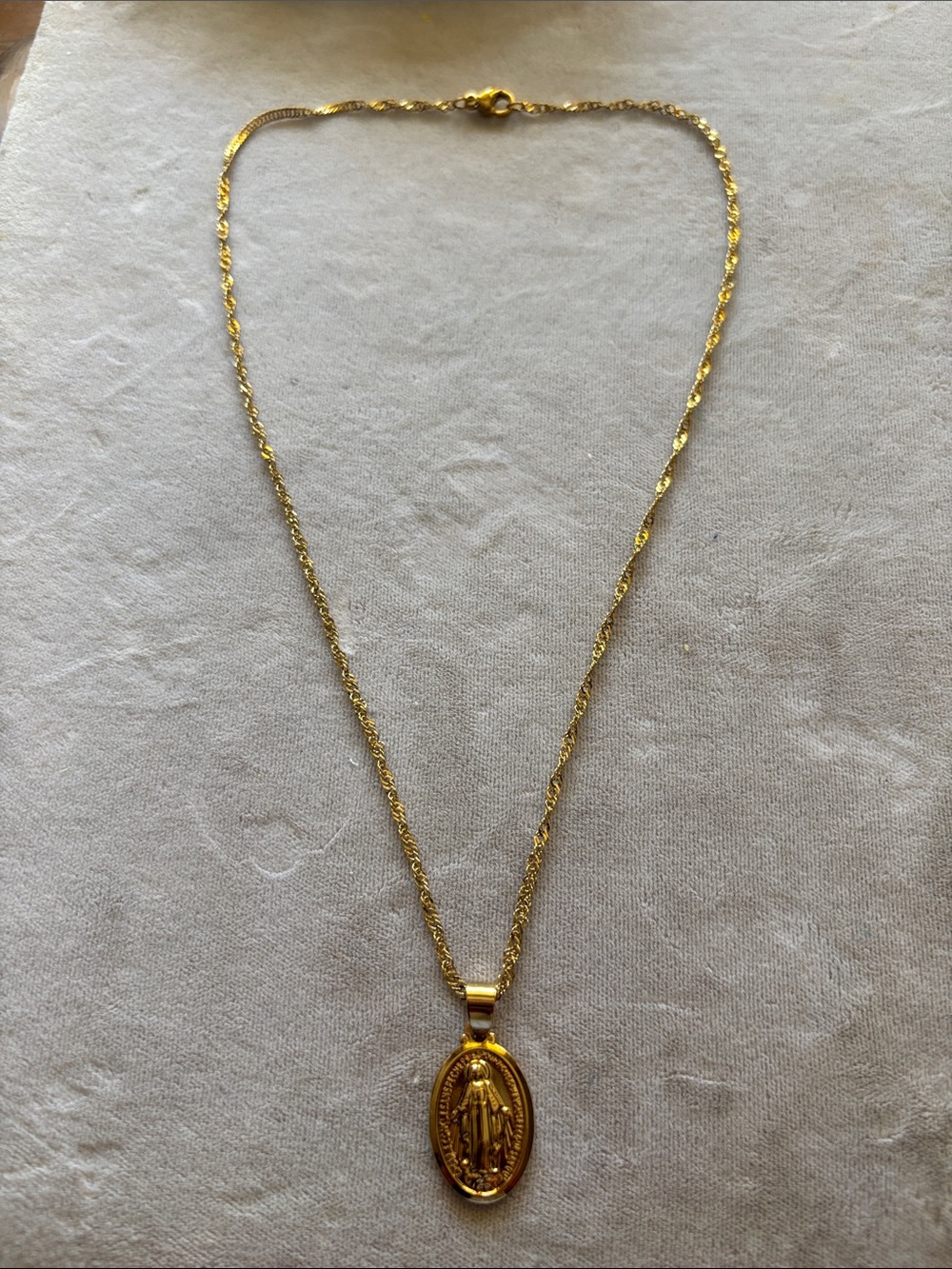 Gold Virgin Mary Medal Pendant Necklace - Women Jewelry